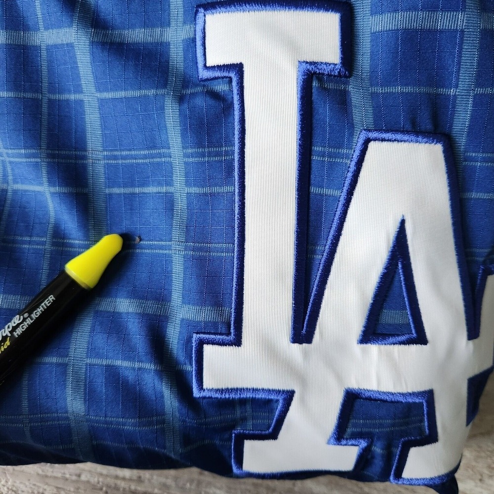 Mitchell & Ness LA Dodgers Jacket 4XL Blue Grid Plaid Windbreaker MLB Vtg Vibe‎ - Picture 10 of 16